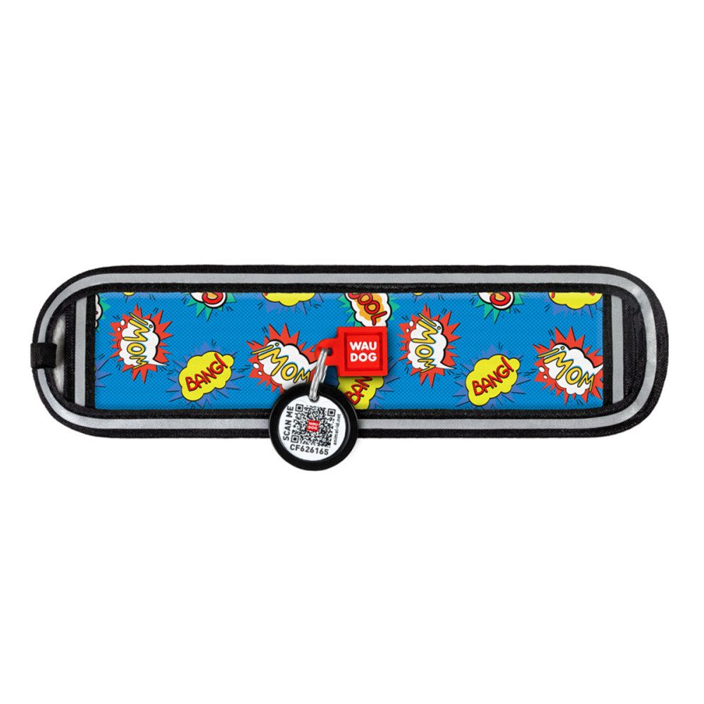 Ергономічна накладка на нашийник WAUDOG Nylon з QR-паспортом, малюнок "ВАУ" (розмір M- L , для ширини нашийника 20-25 см) Київ - фото 2