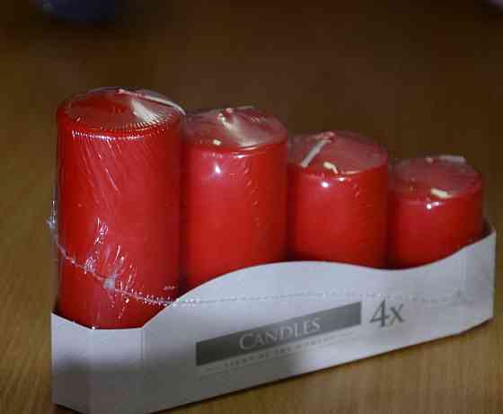 Набір свічок 4 шт. циліндр Bispol AURA Candles Червоні (sw50/4-030) Луцьк