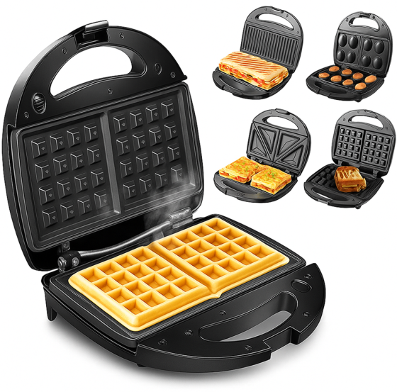 Электрическая cендвичница 4в1, 1000Вт, Domotec MS-7704 / Домашняя бутербродница гриль / Вафельница орешница Киев