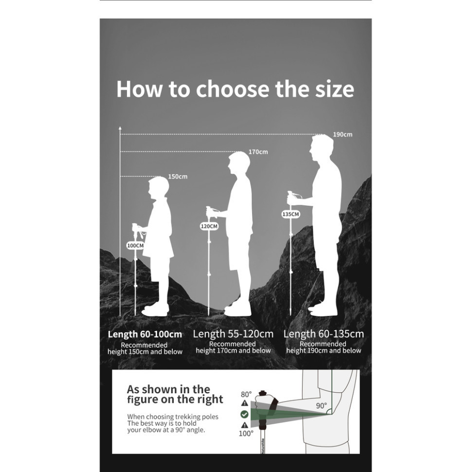 Трекінгова палиця 3-сек. Naturehike CNK2550DS010, 55-120 см, алюміній, зелена Київ - фото 6
