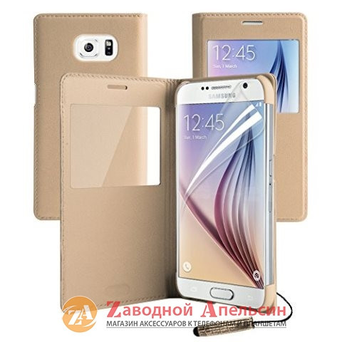 Чохол книжка Samsung G920 S6 Flip Wallet gold Одесса - изображение 4