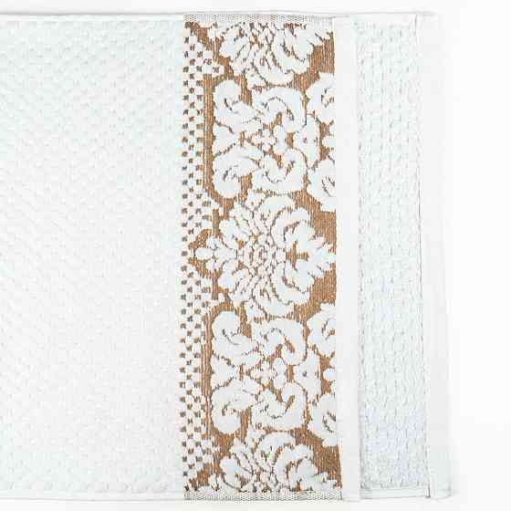 Банное махровое полотенце 70x140см Damask Премиум качества Жаккардовое с велюром 550г/м2 (Белый) Сумы