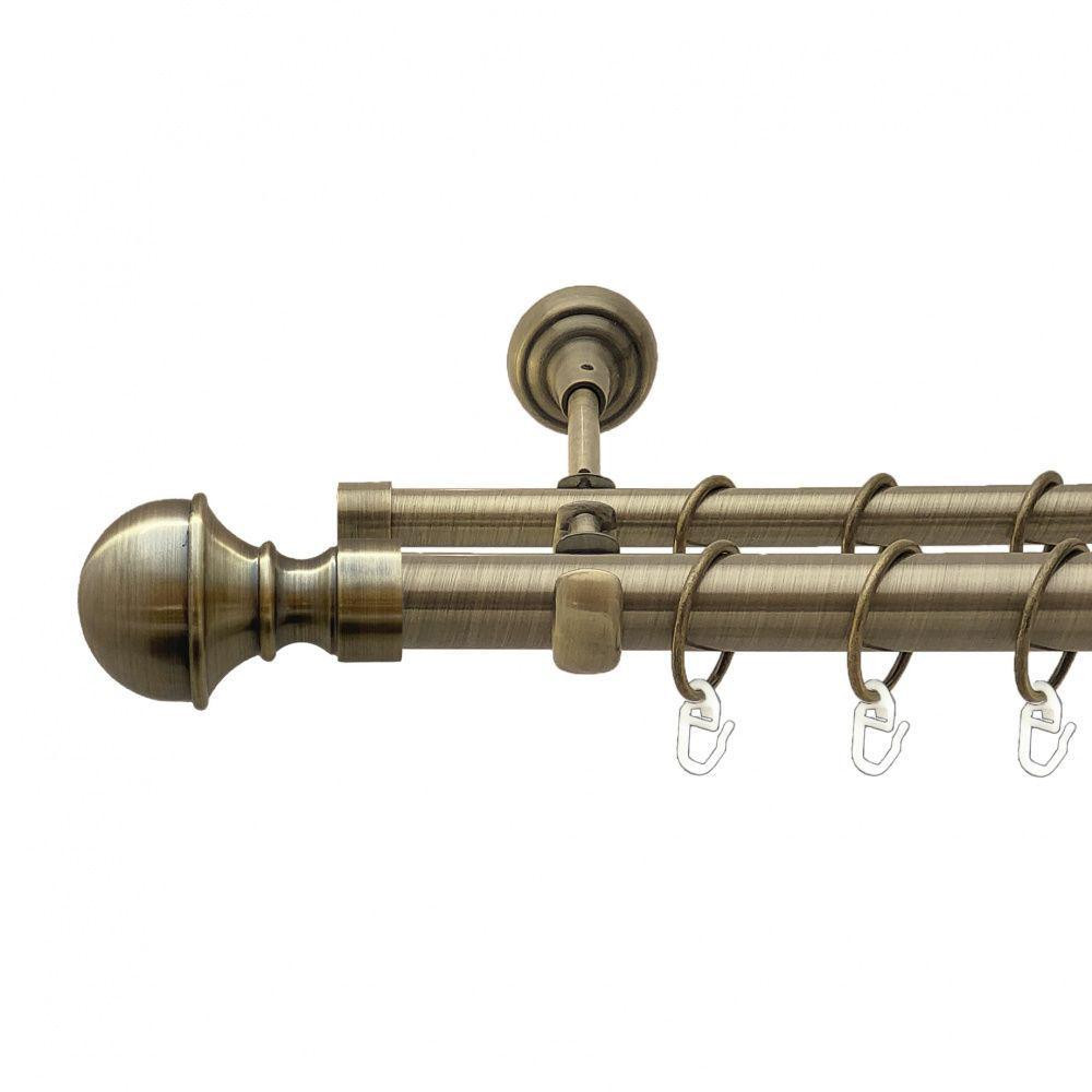 Карниз Orvit Бостон металевий дворядний відкритий гладка труба кільце металеве Антик 25\16 мм 200 см Львов - изображение 1