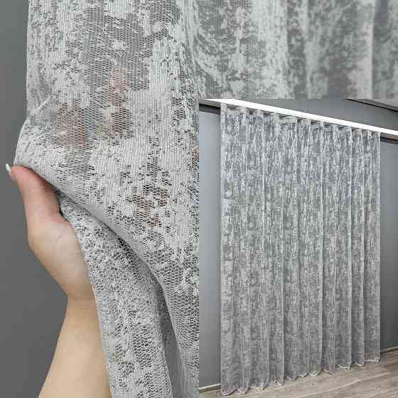 Тюль жаккард, коллекция «Мрамор Al-1», цвет серый 1664т Киев