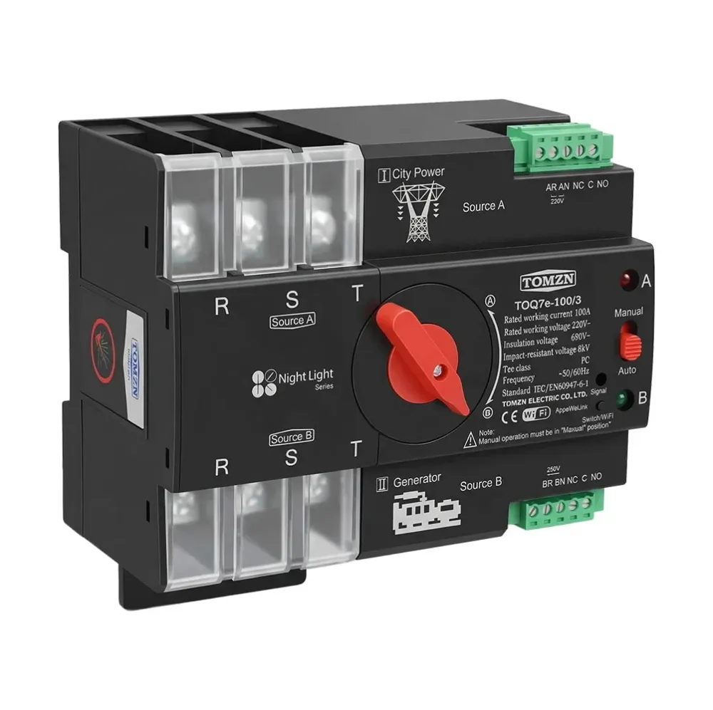 Автоматичний перемикач (АВР) під DIN-рейку з Wi-Fi TOMZN TOQ7e-100/3P 100A 3 полюси (51-00120) Київ - фото 10