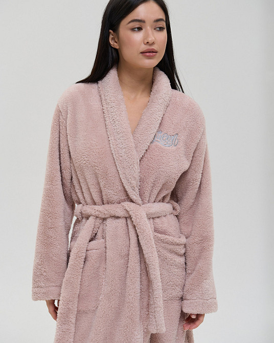Теплий однотонний жіночий халат Nicoletta Queen — Велюрсофт 94118 Київ - фото 4