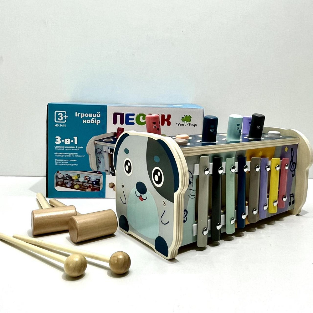 Дерев'яна логічна гра Собачка ксилофон стукачка лабіринт молоточок (MD 2415) Чернигов - изображение 1