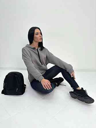 Жіночий теплий худі з капюшоном "Basic" Турція оптом | Норма і батал Сірий, 42-44 Київ