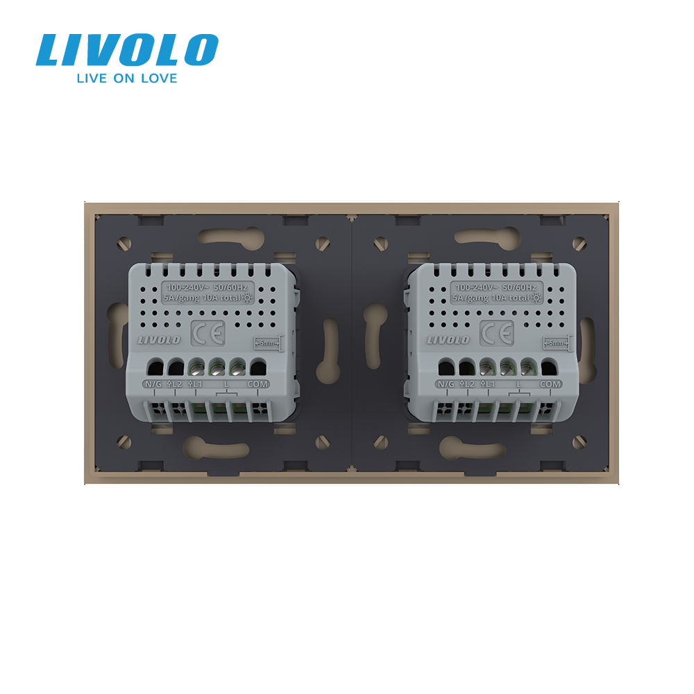 Сенсорний вимикач 2 сенсора (1-1) Livolo золото скло (VL-C701/C701-13) Коломия - фото 3