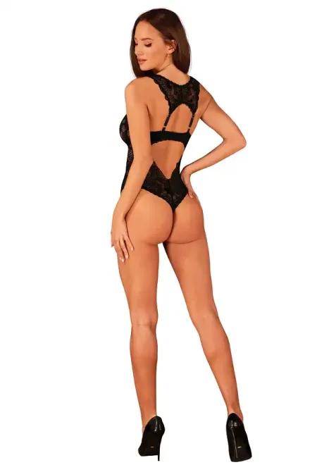 Мереживне боді Obsessive Donna Dream crotchless teddy XL/2XL Black, відкритий доступ Львов - изображение 7