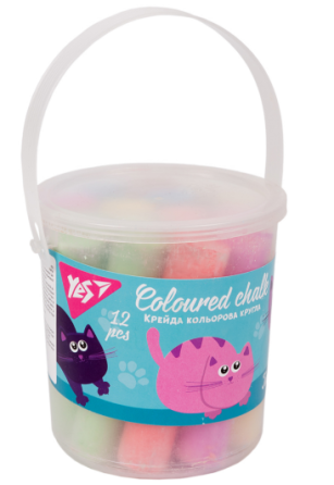 Крейда кольорова 12 шт. "Yes" JUMBO Kittecon кругла у вiдрi, 400452 , шт Київ