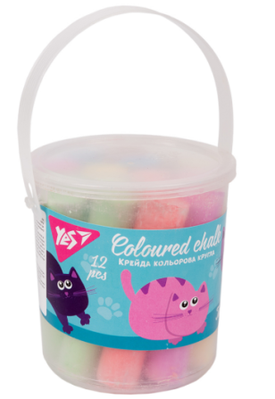 Крейда кольорова 12 шт. "Yes" JUMBO Kittecon кругла у вiдрi, 400452 , шт Київ - фото 1