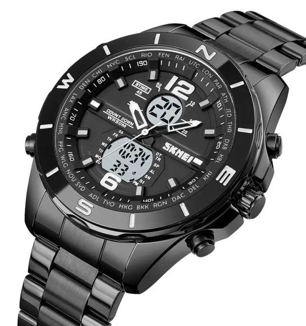 Мужские наручные часы Skmei 1670 (Черный с белым) Винница - изображение 2