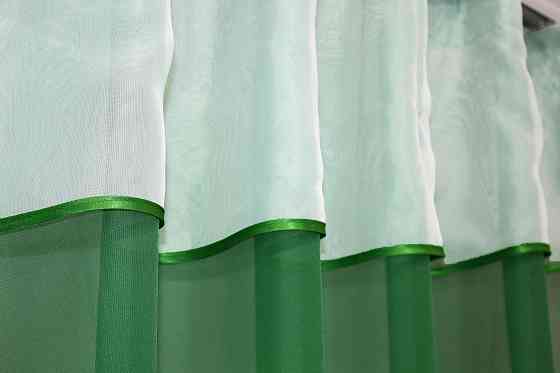 Кухонная занавеска VR-Textil № 047к зеленый с белым 280х170 см (50-972) Киев