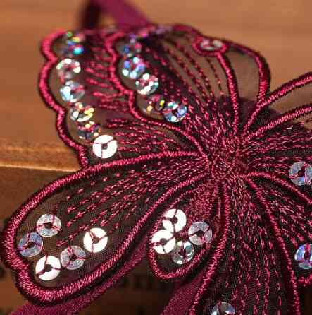 Трусики з розрізом і намистинками еротичні універсальний бордовий Київ