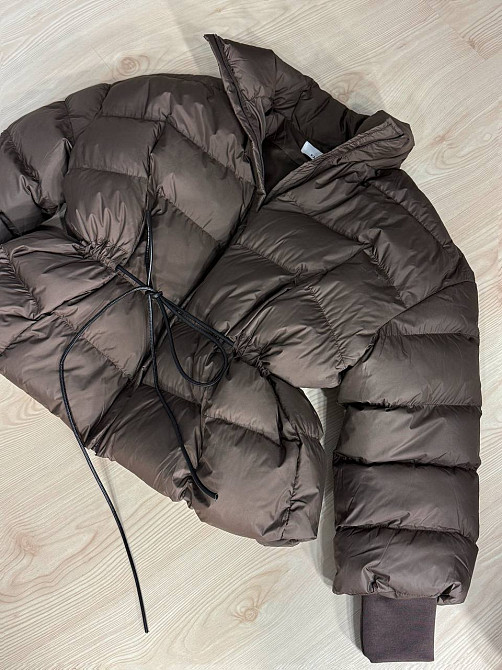 Куртка женская Fashion 3097 пуффер оверсайз со шнурком на талии коричневая, коричневый, S Киев - изображение 12