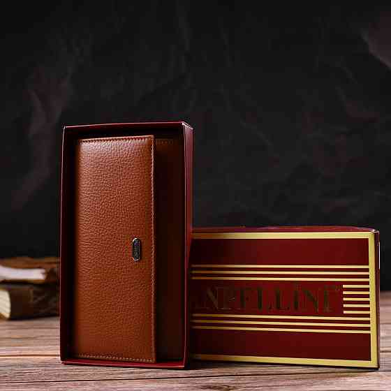 Женский удобный кошелек из натуральной кожи Коричневый (CANPELLINI) Киев