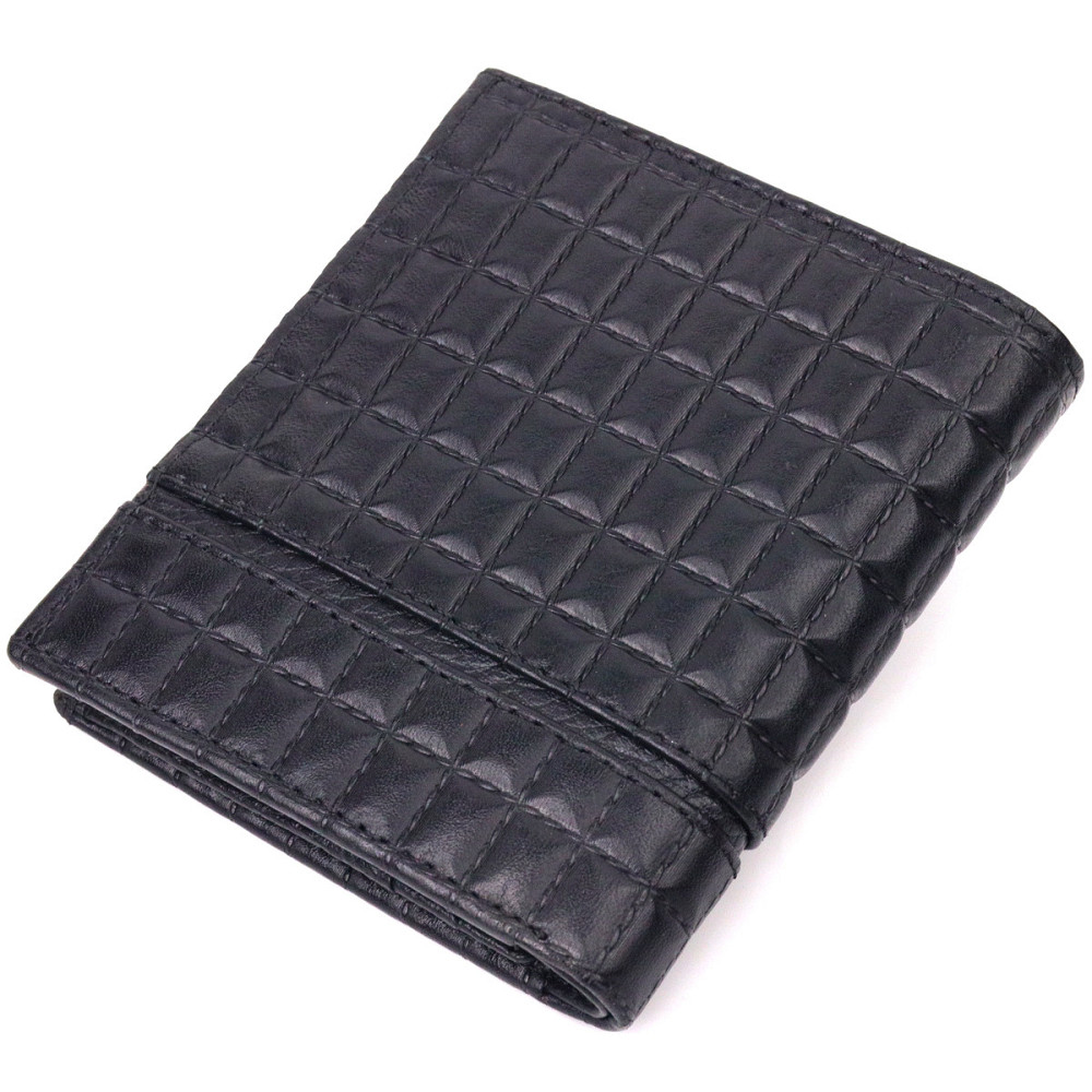 Стильне портмоне для чоловіків із фактурної натуральної шкіри KARYA 21321 Чорний Київ - фото 9