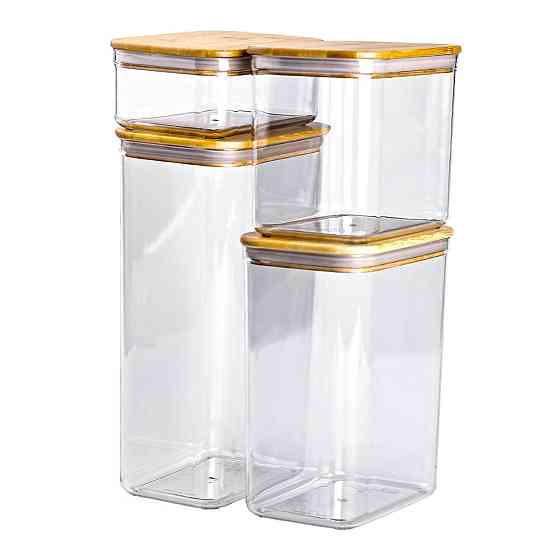 Набір банок для сипучих продуктів з бамбуковими кришками Київ