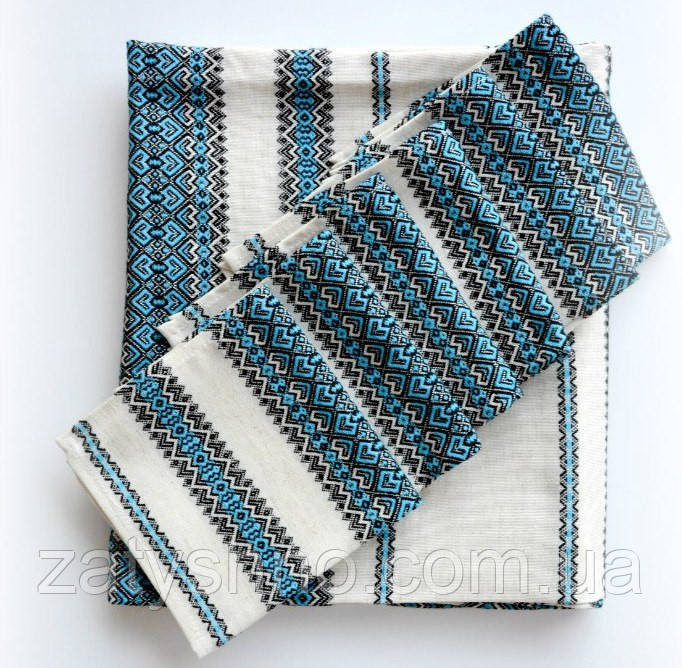 Набір скатертини і серветок вишитих блакитних Київ - фото 1