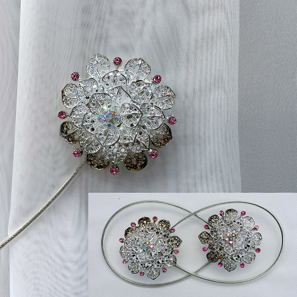 Магніти для штор та гардин "Flowers" набір 2 шт Сріблястий (81-236) Київ - фото 1