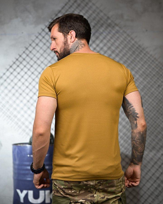 Тактическая потоотводящая футболка Посміхнись coyot ПП4683 Одесса - изображение 3