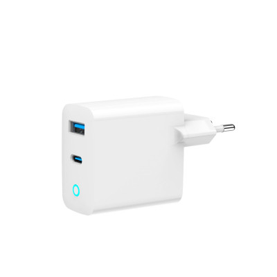 Зарядний пристрій Gembird 1хUSB-A (QC3.0 18W) + 1xType-C (PD 65W) white (TA-UC-PDQC65L-W-01) Вінниця - фото 1