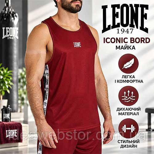 Майка Leone Iconic Bord спортивная мужская бордовая для тренировок фитнеса бокса и спортзала легкая дышащая майка без рукавов M Киев - изображение 2