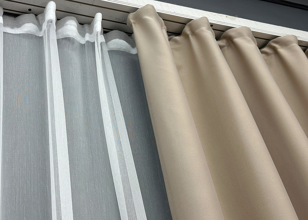 Комплект штор VR-Textil Bagema Rvs 100х270 2шт і Тюль 400х270 1545ш-1704т Бежевий з білим 71-114/2 Київ - фото 7