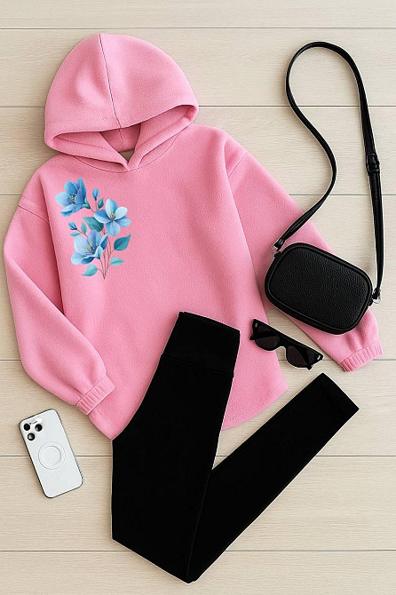 Жіночий теплий прогулянковий костюм: кофта + лосини двосторонній фліс + дайвінг на флісі Рожевий, 46/48 Одеса - фото 1