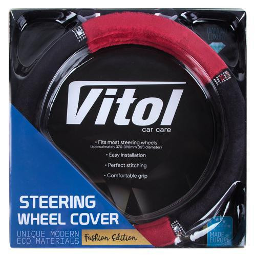 Чохол на кермо VLOD-F93 BK/RD M чорний/червоний з мехом Харків - фото 1