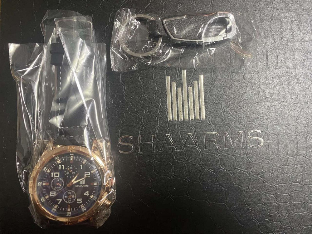 Подарочный набор для мужчин 6 в 1 (часы, очки, ручка, ремень, кошелек, брелок), черный, подарочная коробка Киев - изображение 9