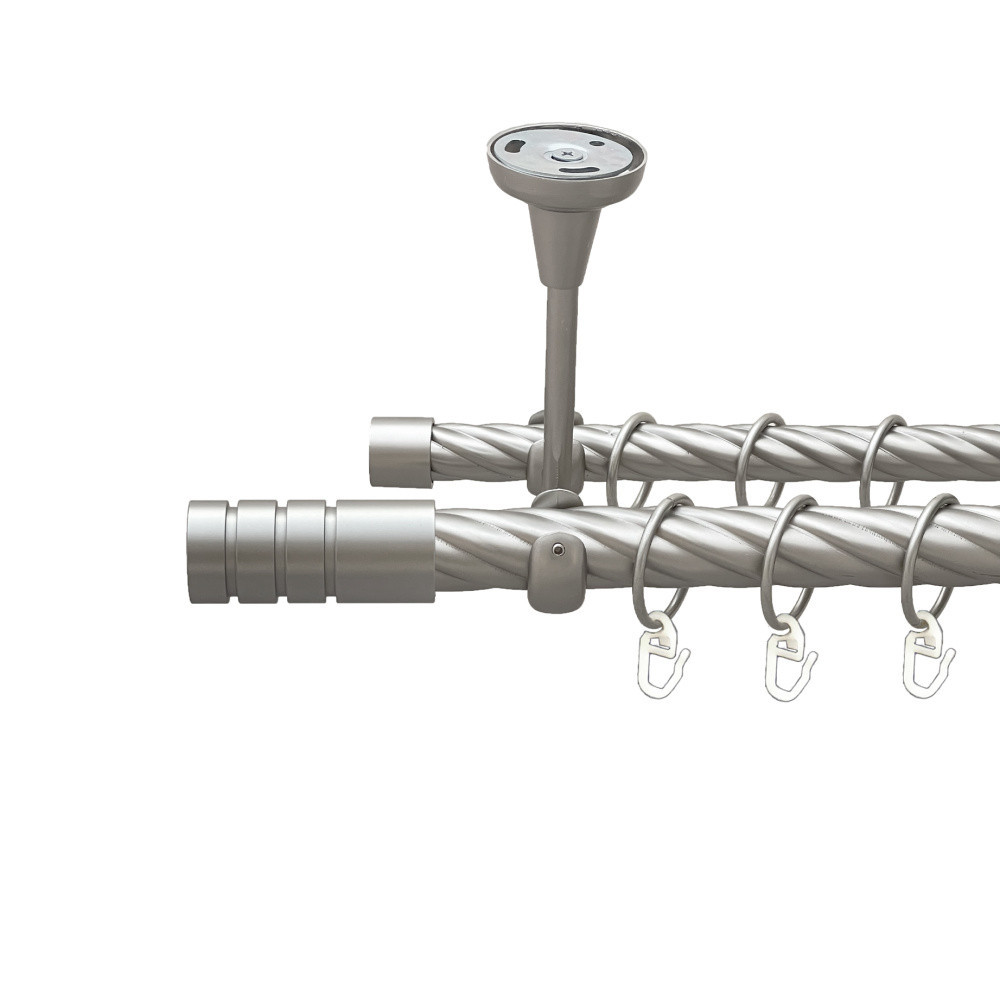 Карниз Orvit Модуло металевий дворядний відкритий до стелі скручена труба кільце металеве Сатин 25\19 мм 200 см (00-00026194) Львів - фото 1