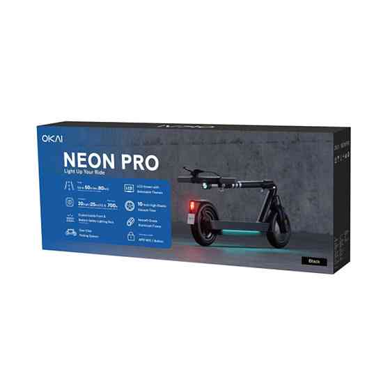 Електросамокат OKAI ES30-NEON PRO 10", 350W, 14,7Ah, 80km, 25km h, 25%, NFC, App, колір чорний ES30-B Одеса