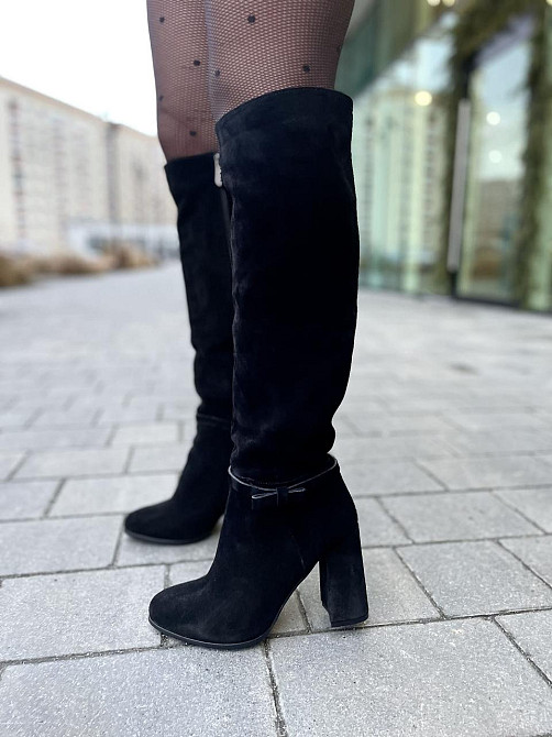 Nivelle Чоботи жіночі NIVELLE чорні замша натуральна высота 42см обхват голени 39-40см каблук 1 Коломыя - изображение 10