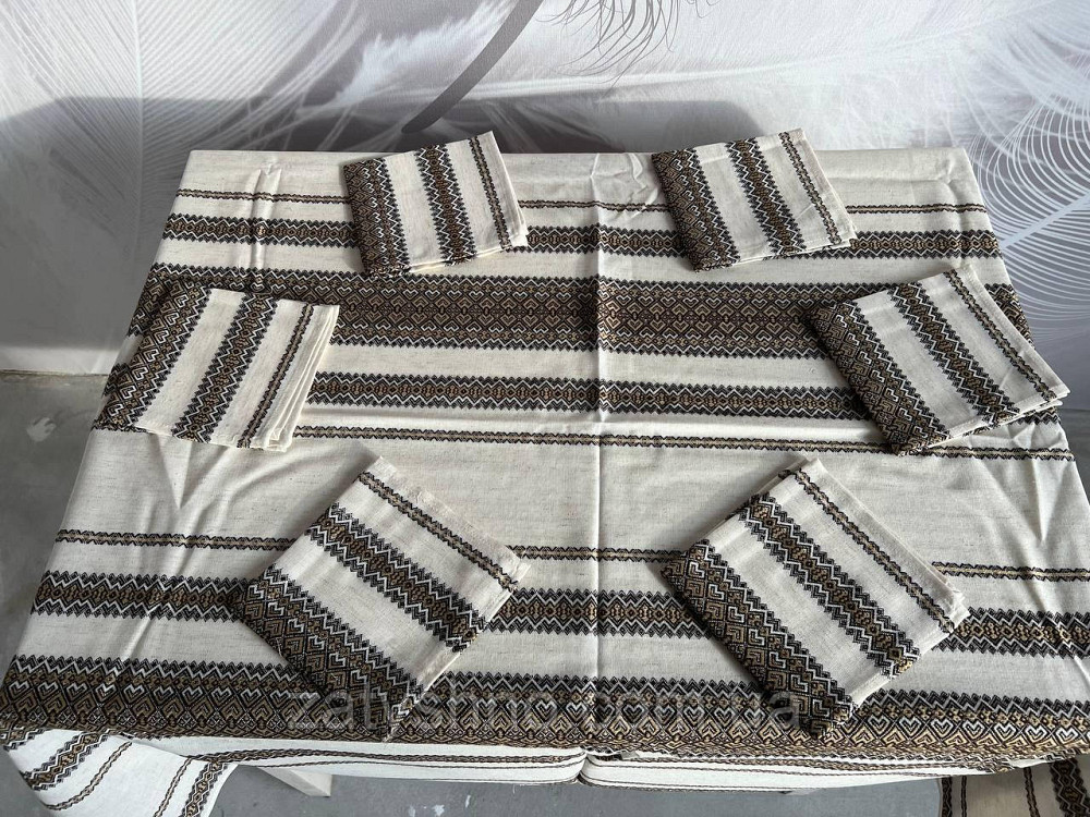 Кофейная   вышитая скатерть с салфетками Киев - изображение 10