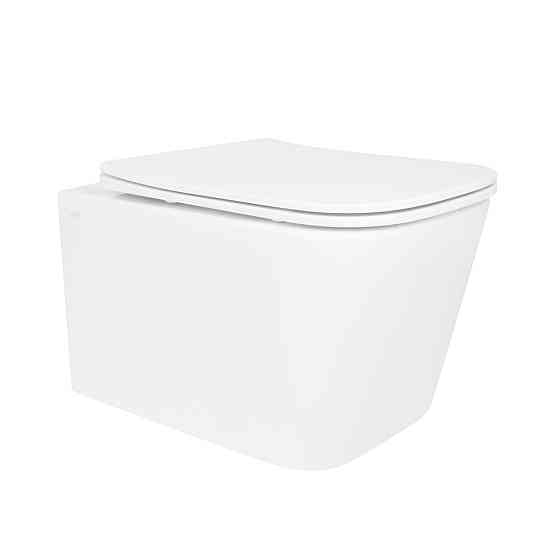 Унитаз подвесной Crow Rimless 485х340х330 мм, White, с сиденьем Slim Duroplast/ Soft-close/ Quick Release QT05335171RW Qtap Киев