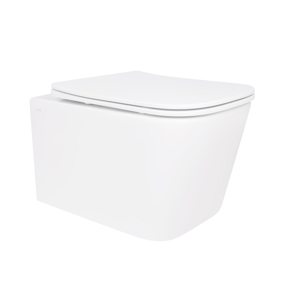 Унитаз подвесной Crow Rimless 485х340х330 мм, White, с сиденьем Slim Duroplast/ Soft-close/ Quick Release QT05335171RW Qtap Киев - изображение 1