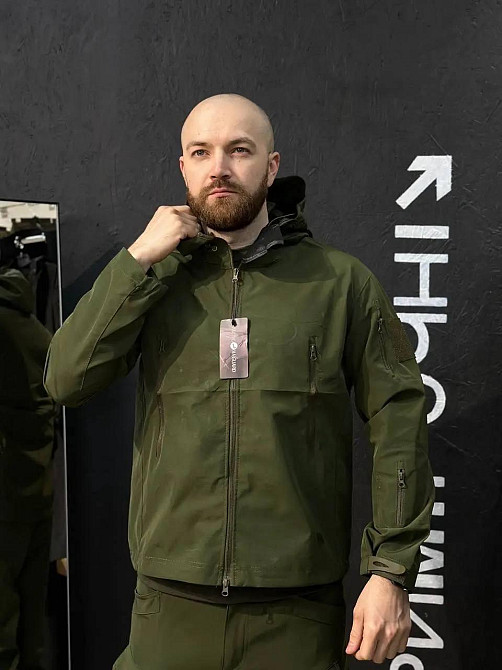 Тактична куртка чоловіча олива легка, водостійка, для туризму, риболовлі та активного відпочинку Львів - фото 5