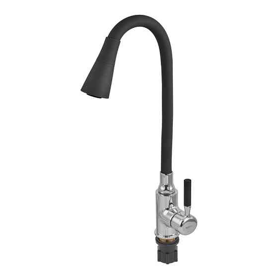 Смеситель для кухни Zerix ATRIUM-011-T REFL.BLACK (Цвет хром+силик.вылив черный) (ZX4720) Киев