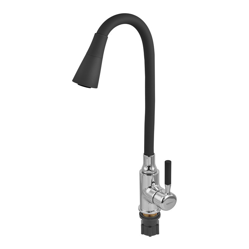 Смеситель для кухни Zerix ATRIUM-011-T REFL.BLACK (Цвет хром+силик.вылив черный) (ZX4720) Киев - изображение 3