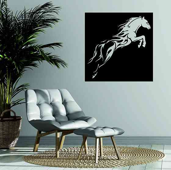 Декоративное настенное Панно «Лошадь» Декор на стену 90*90 см, Черный Киев