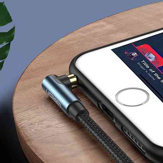 Аудіокабель UGREEN 1м 3.5mm, металевий, плетений, синій/чорний Київ