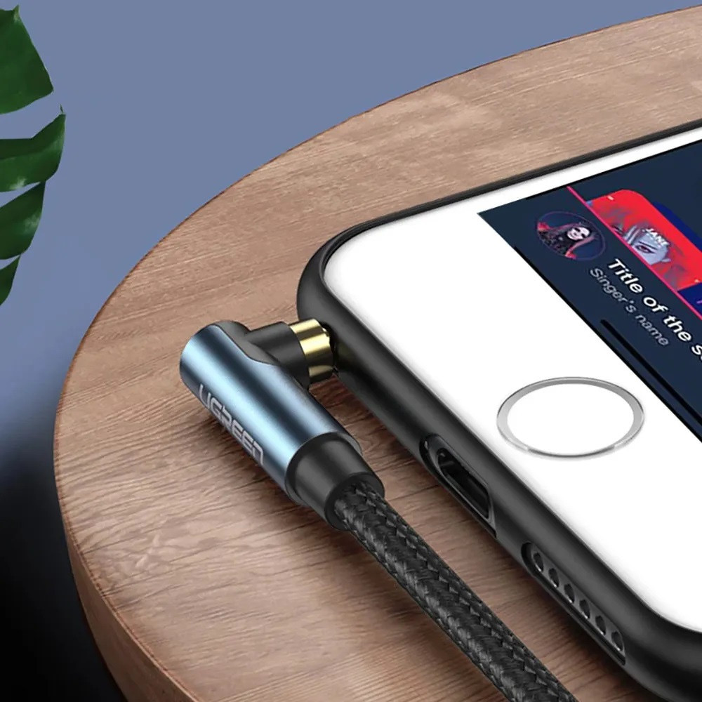 Аудіокабель UGREEN 1м 3.5mm, металевий, плетений, синій/чорний Київ - фото 3