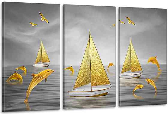Модульная картина в гостиную / спальню   Морські кораблики      ART-152_3A 100х150 см Киев