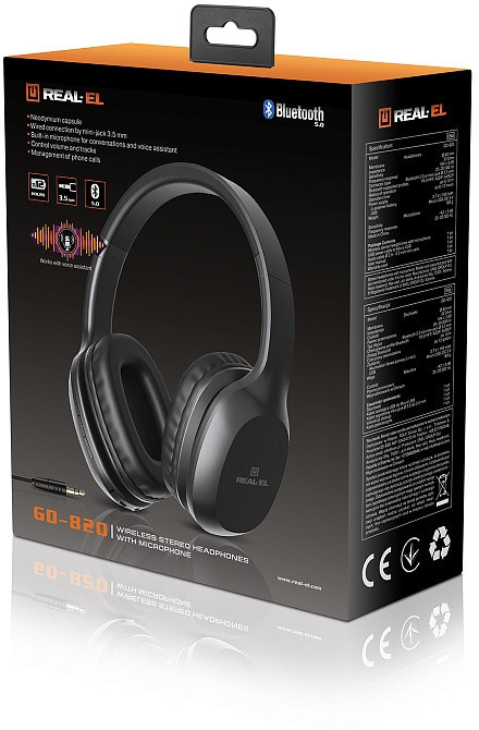 Bluetooth-гарнітура REAL-EL GD-820 Black Чорний Харків - фото 16