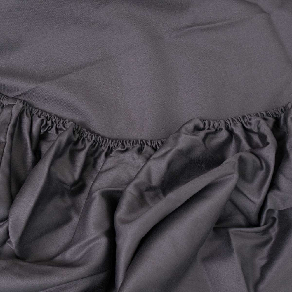 Простынь на резинке двуспальная сатин 100% хлопок 180х200х35см 125г/м2 (Графит) Сумы - изображение 11