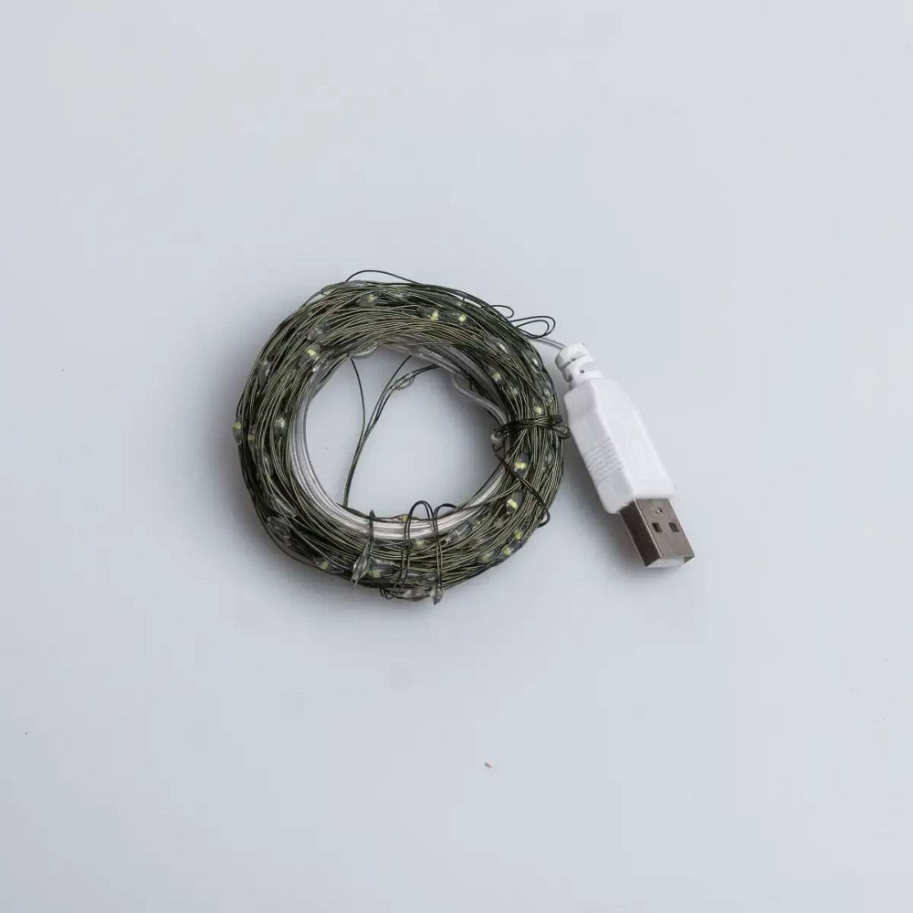 Garlando Гірлянда роса 20 метрів USB на 200 led світлодіодів крапля на зеленому дроті біла USB2 Коломия - фото 2