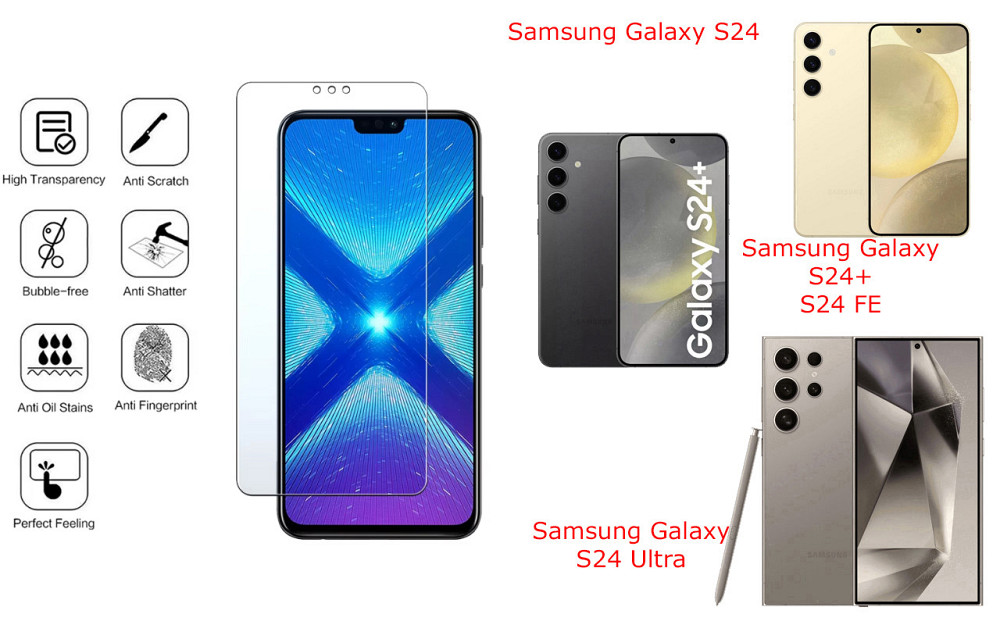 Захисне скло NeoGlass для Samsung Galaxy S24, S24+, S24 FE, S24 Ultra – надпрозоре та стійке Київ - фото 4