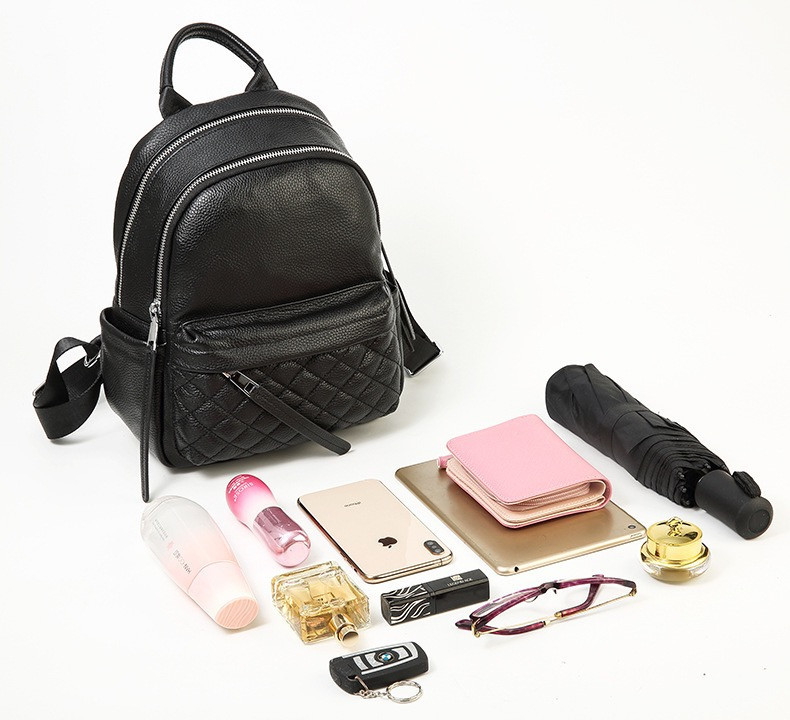 Жіночий чорний шкіряний міський рюкзак Київ - фото 3